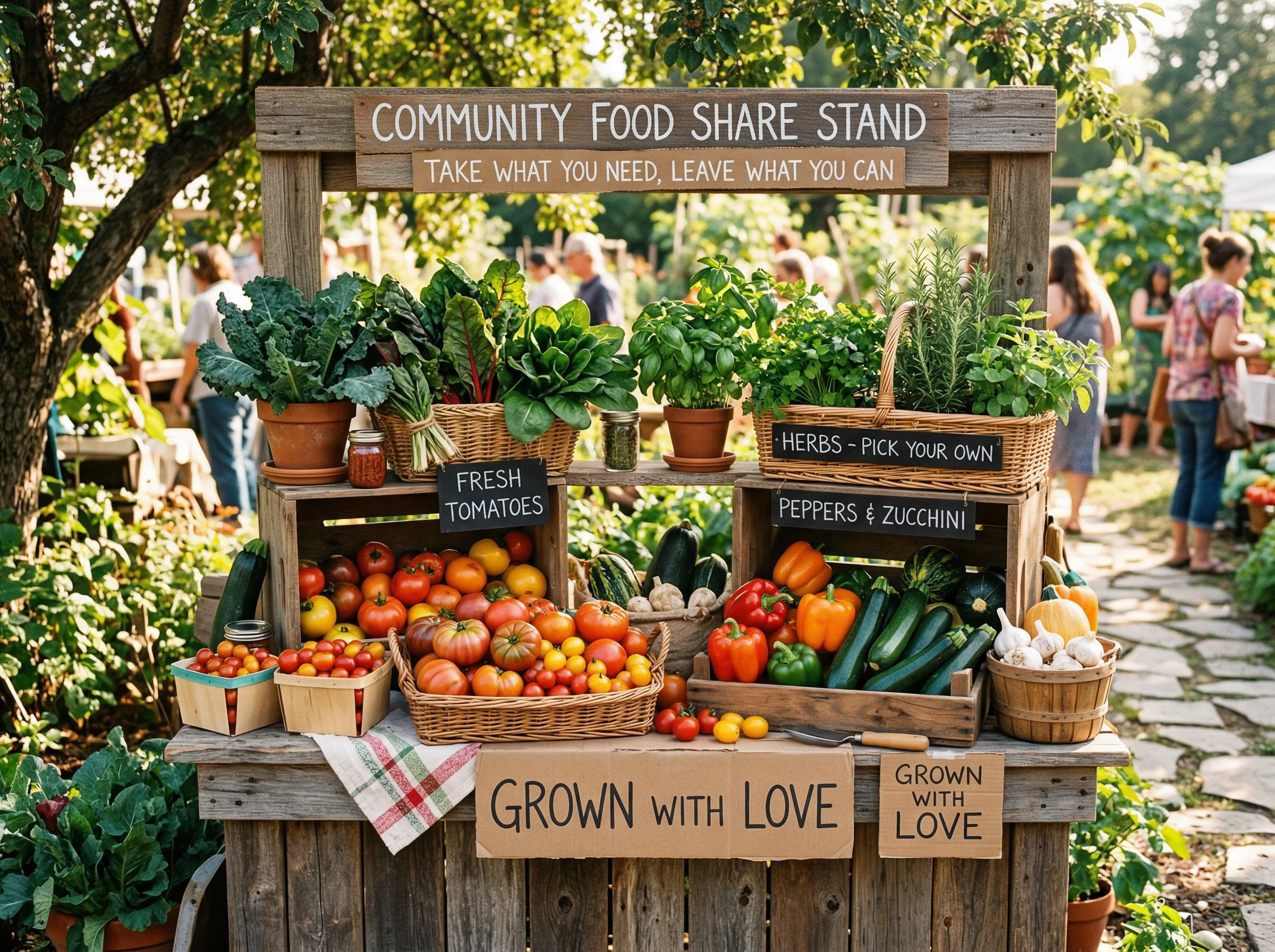 Fresh vegetables at the community food share stand